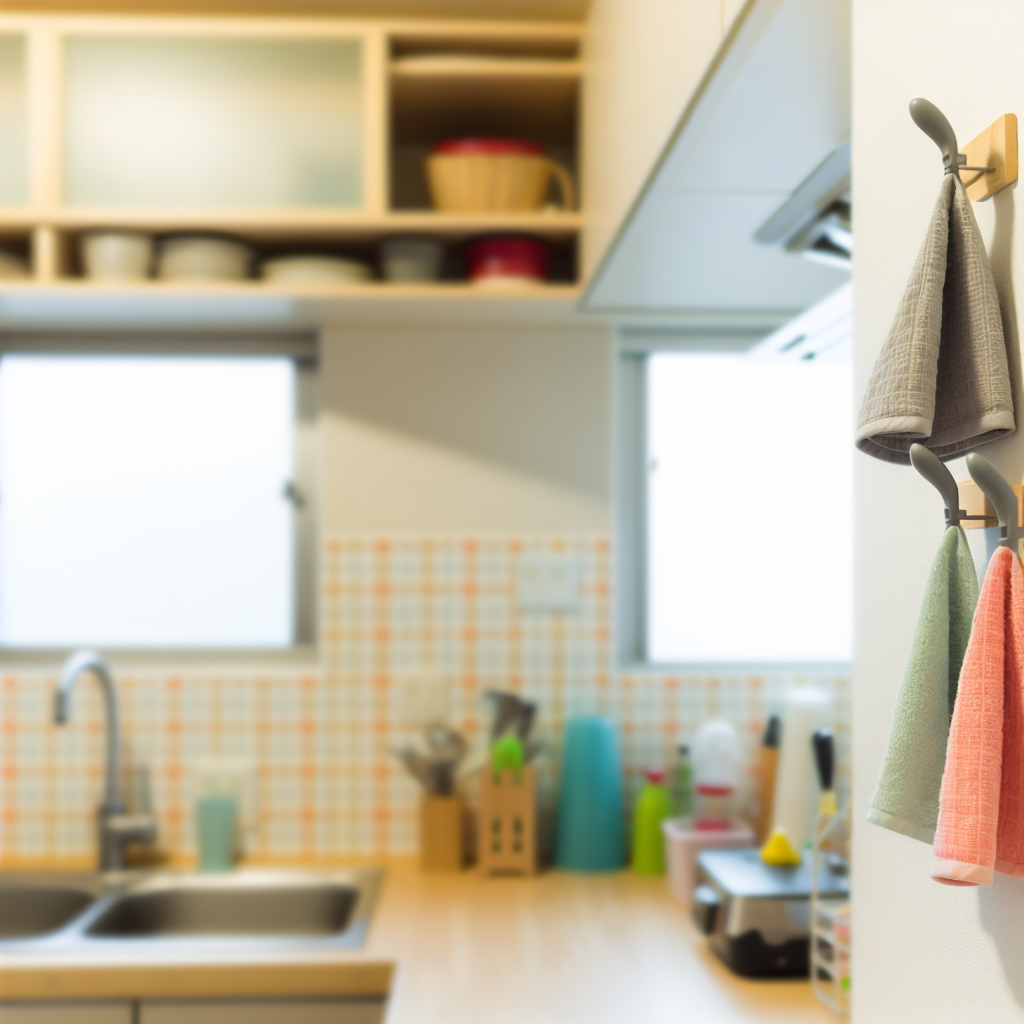 Kitchen towels on hook